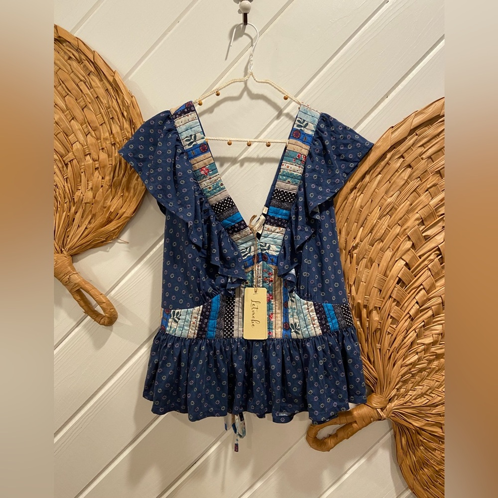 Let Me Be Anthropologie Patchwork Top 1X